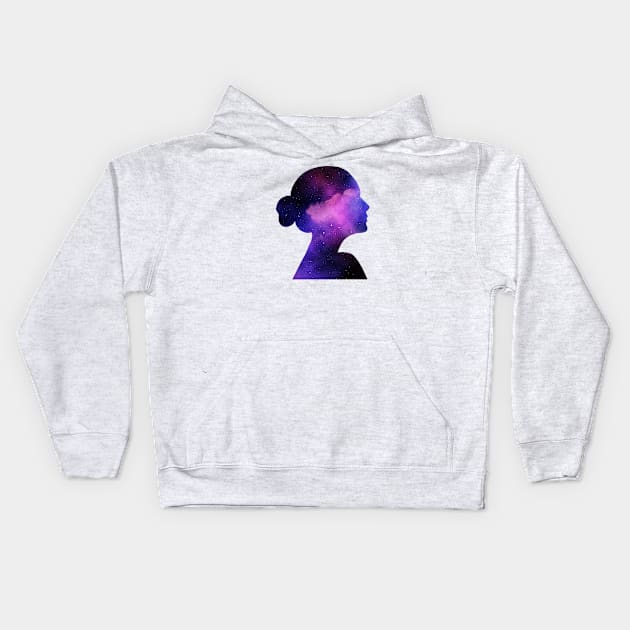 silhouette of a celestial woman Kids Hoodie by Ru Studio